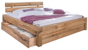 JANGALI Trámová postel s podnožkou, divoký dub, 180x200 bianco , olejovaná