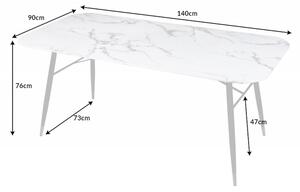 Skleněný jídelní stůl PARIS 140 CM bílý mramorový vzhled Nábytek | Jídelní prostory | Jídelní stoly | Všechny jídelní stoly