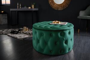 Smaragdový sametový taburet Modern Barock 75 cm