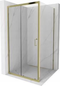 Mexen Apia sprchový kout s posuvnými dveřmi 90 (dveře) x 90 (stěna) cm, 5mm čiré sklo, zlatý profil, 840-090-090-50-00