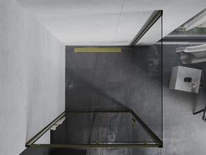 Mexen Apia sprchový kout s posuvnými dveřmi 100 (dveře) x 100 (stěna) cm, 5mm čiré sklo, zlatý profil, 840-100-100-50-00