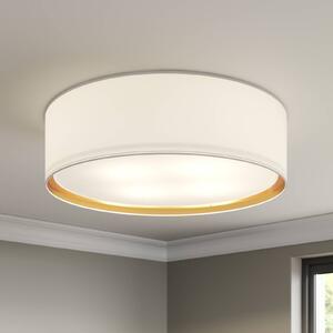 TK Lighting Stropní svítidlo Bilbao, bílá/zlatá, Ø 60 cm, stmívatelný, Bílá / opál, Ložnice, Textil / tkanina / hedvábí, Moderní