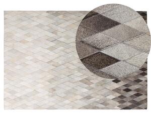 Šedobílý kožený koberec MALDAN 140 x 200 cm