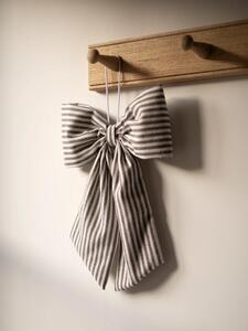 Hudson Home Závěsná dekorativní mašle Thin Brown & White Striped HH101