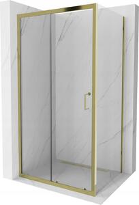 Mexen Apia sprchový kout s posuvnými dveřmi 90 (dveře) x 80 (stěna) cm, 5mm čiré sklo, zlatý profil, 840-090-080-50-00