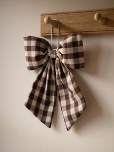 Hudson Home Závěsná dekorativní mašle Gingham Cream & Brown Checked HH105