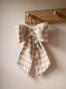Hudson Home Závěsná dekorativní mašle Gingham Cream & Beige Checked HH103