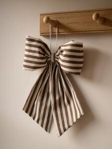 Hudson Home Závěsná dekorativní mašle Wide Brown & White Striped HH102