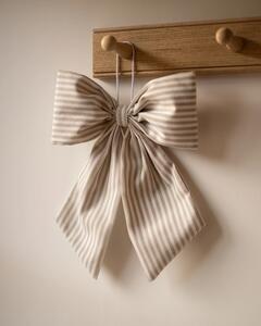 Hudson Home Závěsná dekorativní mašle Thin Beige & White Striped HH104