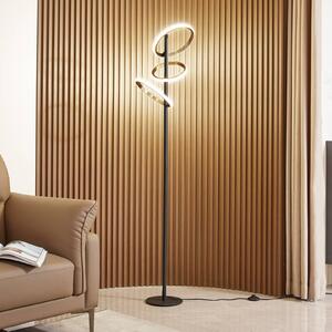 Lucande LED stojací lampa Madu, černá, kov, 160 cm, stmívatelná, stmívatelný, Černá, Obývací pokoj / jídelna, kov, Moderní