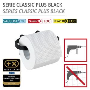 WENKO Držák WC papíru BEZ VRTÁNÍ Classic Plus černý 8x15x10 cm
