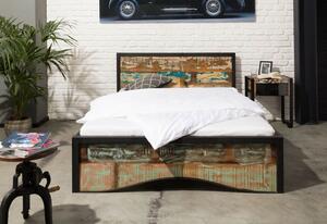 INDUSTRY Stará dřevěná postel, 140x200, vícebarevně lakovaná