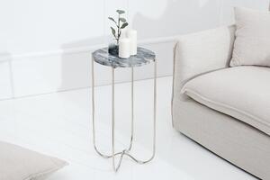 Noble Home Odkládací stolek Dastus, šedý mramor, stříbrná