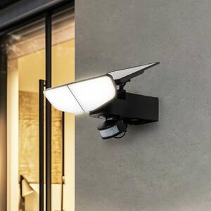 Lindby LED solární nástěnné svítidlo Naelin, černé, senzor, IP44