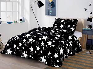 Bavlissimo 2-dílné povlečení hvězdy mikroplyš černá bílá 140x200 na jednu postel