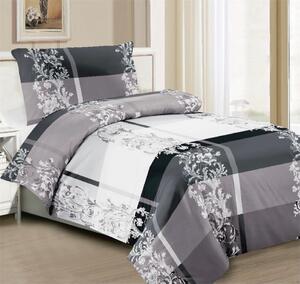 Bavlissimo 2-dílné povlečení ornamenty šedá bílá 140x200 na jednu postel