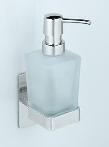 Samodržící skleněný dávkovač mýdla v leskle stříbrné barvě 200 ml Genova – Wenko