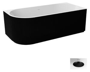 Besco Akrylátová volně stojící vana Denaya BW 150x75 (170x80) Rozměry (cm): 170x78, Typ a barva výpustě: Click-Clack se šterbinovým přepadem, černá mat, Orientace: Pravá