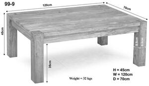 WHITE WOOD Konferenční stolek 120x70 cm, akácie