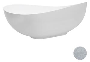 Besco Volně stojící vana z litého mramoru Siya Glam 160x92 (172x100) Barva: Bílá/stříbrná, Rozměry (cm): 160x92