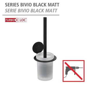 Matně černá samodržící skleněná WC štětka Bivio – Wenko