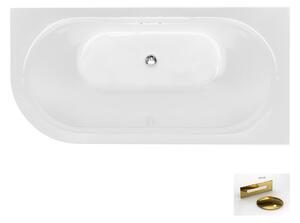 Besco Akrylátová volně stojící vana Avita A-Line BW CC/SP 150x75 (160x75, 170x75), s přepadem Rozměry (cm): 160x75, Typ a barva výpustě: Alcaplast Click-Clack se šterbinovým přepadem, zlatá, Orientace: Pravá