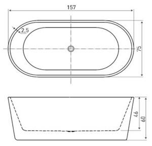 Novoterm Volně stojící akrylátová vana NV-Nora 157x75 bílá + odtokový komplet