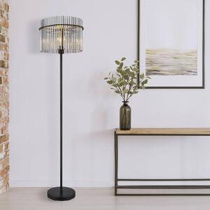 Stojací lampa Gorley, výška 152 cm, kouřově šedá, sklo/kov
