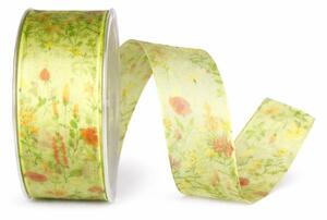 Stuha taftová WILDFLOWER MEADOW Light Green 40mm x 20m
