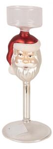 Průhledný skleněný svícen na čajovou svíčku Santa Claus – 7x20 cm