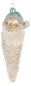 Skleněná vánoční ozdoba Santa Claus stříbrná – 6x16 cm