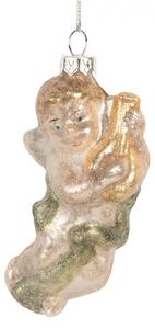 Skleněná vánoční ozdoba anděl stříbrná – 5x3x10 cm