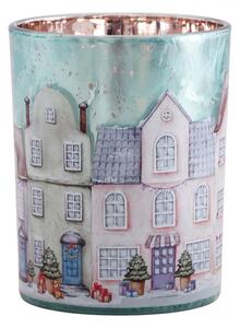 Modrý skleněný svícen na čajovou svíčku – 10x13 cm
