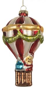 Barevná skleněná vánoční ozdoba horkovzdušný balón – 8x14 cm