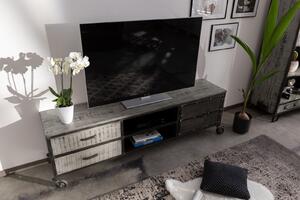 OCELOVÝ TV stolek Mango 190x40x60 šedý, lakovaný