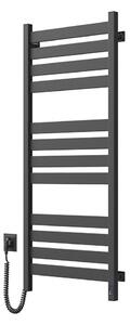 Koupelnový žebříkový radiátor s termostatem LARGO 256W 120x50 cm černá levá