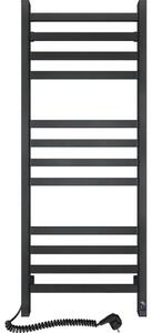 Koupelnový žebříkový radiátor s termostatem AVANGARD 227W 120x48cm černá levá
