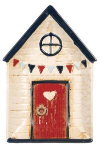 Béžový keramický servírovací podnos domeček – 27x18 cm