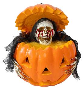 Bílá plastová halloweenská dekorace dýně
