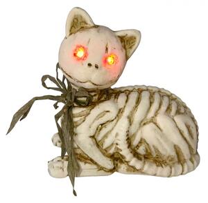 Bílá plastová halloweenská dekorace kočka