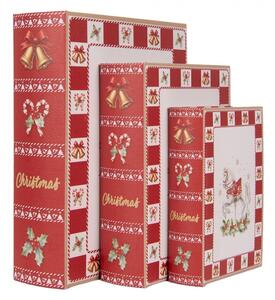 Sada 3 bílých úložných boxů ve tvaru knih – 27x22x7 / 22x17x6 / 17x12x4 cm