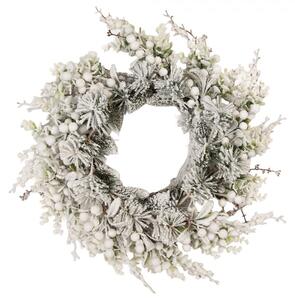 Zeleno-bílý plastový vánoční věnec – 50 cm