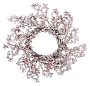 Bílo-červený plastový věnec – 55 cm