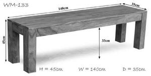 LIGHT WOOD Lavice 140x35 cm, masivní indický palisandr