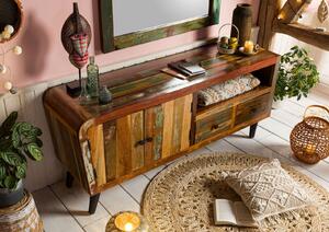 Televizní stolek ze starého dřeva, 160x45x70, vícebarevně lakovaný, SIXTIES