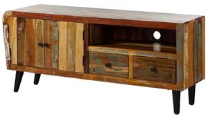 Televizní stolek ze starého dřeva, 160x45x70, vícebarevně lakovaný, SIXTIES