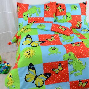 Povlečení bavlněné dětské Dinosaurus modrý TiaHome - Dětský set 130x90cm + 65x45cm