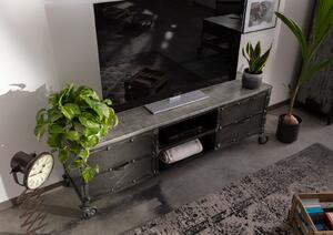 OCELOVÝ TV stolek Mango 170x40x60 šedý, lakovaný