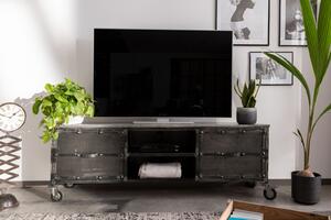 OCELOVÝ TV stolek Mango 170x40x60 šedý, lakovaný