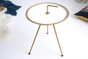 Noble Home Odkládací stolek Cevero, 42 cm, bílá, zlatá